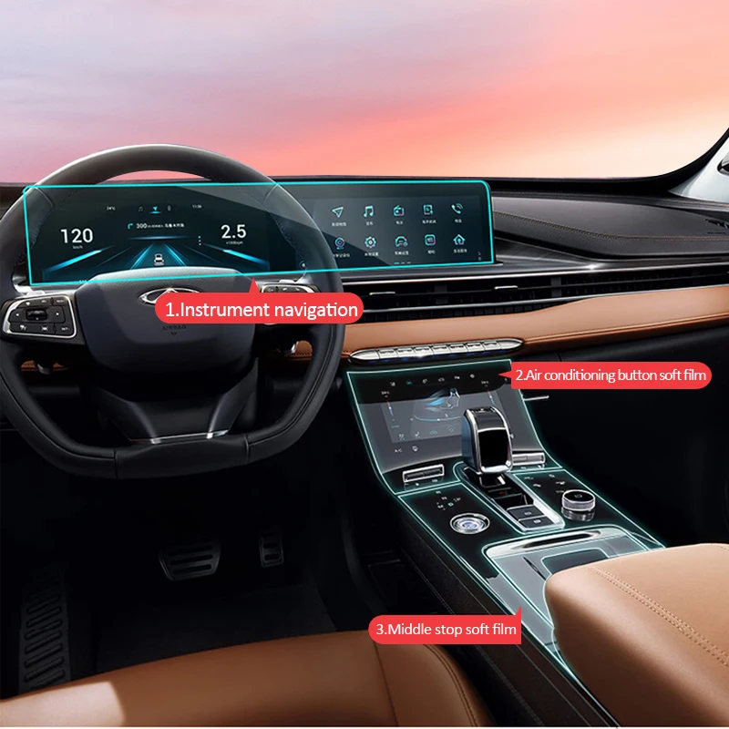 

TPU Car Gear Dashboard Gps Navigation Screen Film Protective Sticker for Chery Tiggo 8 Plus Tiggo 8 Gls Anti-scratch 2020 2021