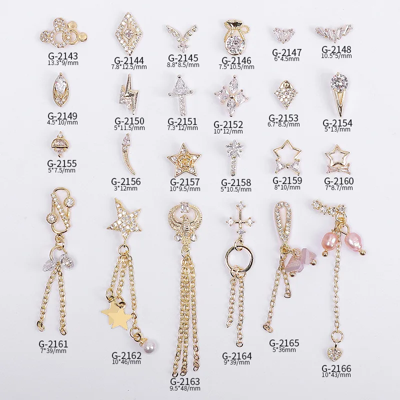 

10pcs/lot, 3d Nail Art Pentagram Chain Pendant Nail Art Diamond Decoration Nail Jewelry Stones Rhinestones Nail Tips Beauty