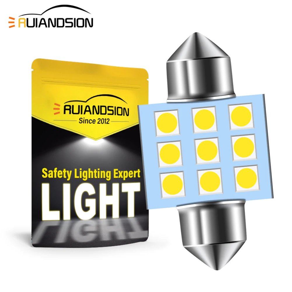Ruiandsion 2 шт. 31 мм 12 В автомобильная светодиодная лампа 3030 чип освещение номерного