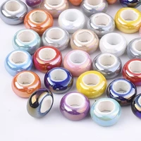 100 pcs large hole round ceramic beads electroplate porcelain loose beads for diy charms bracelet jewelry making