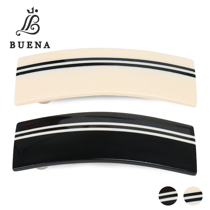 

Simple Smooth Acetate Hair Clips Three sizes of Hair Barrette Clips Fashion Black White Matching Women Hair Clip