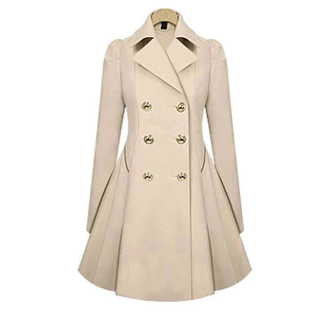 

Durable Women Coat Skillful Manufacture Breasted Solid Color Coat Fashion Women Casual Slim Outwear Windbreaker Jacket
