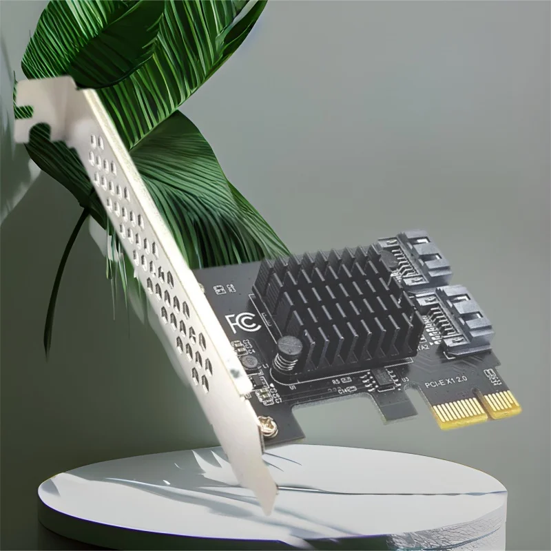 Фото Адаптер карты расширения PCIE-SATA PCI-E SATA Riser Card ASM1061 Чип PCI Express X1 на 2-портовый контроллер SATA3 6 ГБ для настольных ПК №1