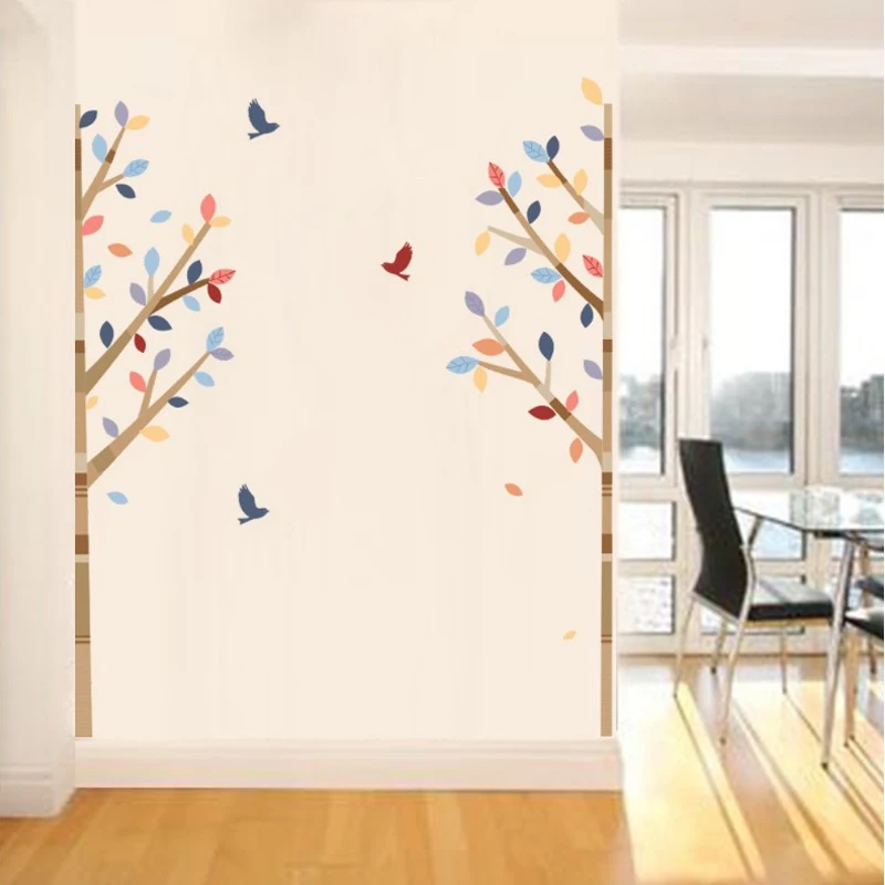 

Colorful Bird Tree Forest Wall Sticker PVC Home Living Room Bedroom Children's Room Decoration Background Sofa Natural Colors