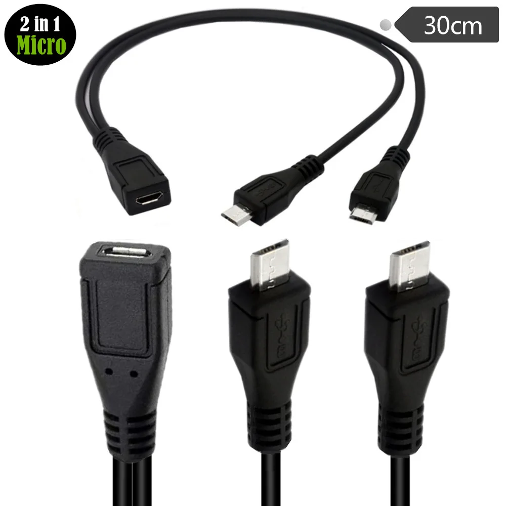 

Разветвитель Y Micro USB 2,0 1 шт., usb 1 разъем на 2 штекера, удлинитель для передачи данных для LG, Blackberry, Nokia, Toshiba