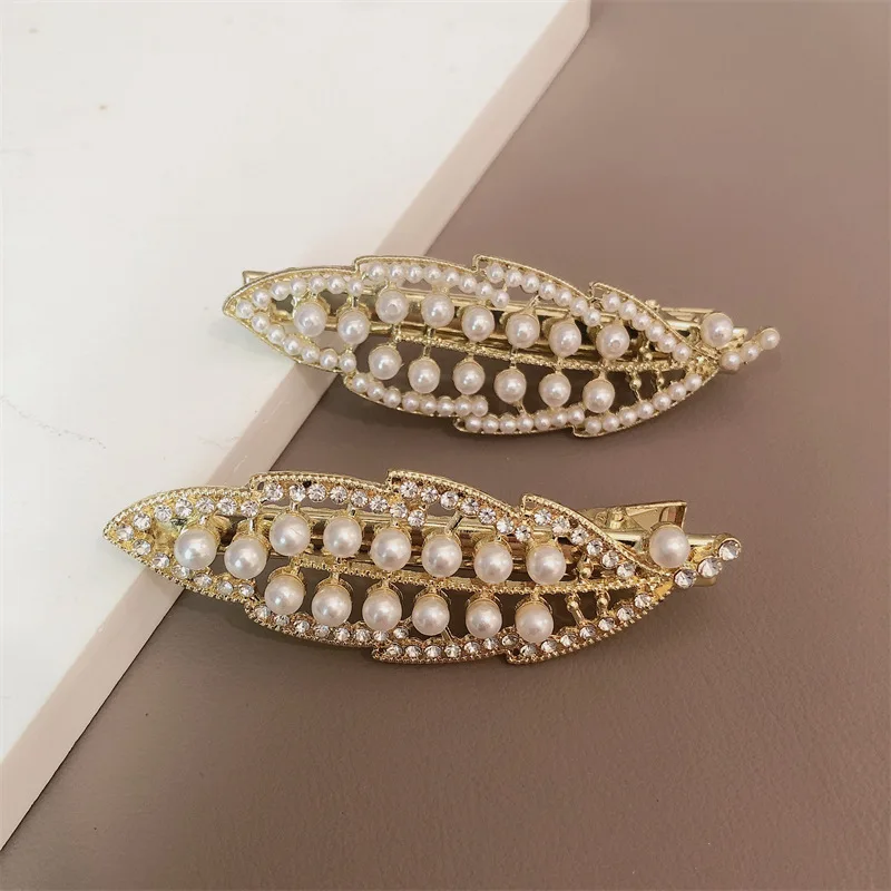 Заколка для волос из цинкового сплава с жемчугом и стразами 2 шт./лот |