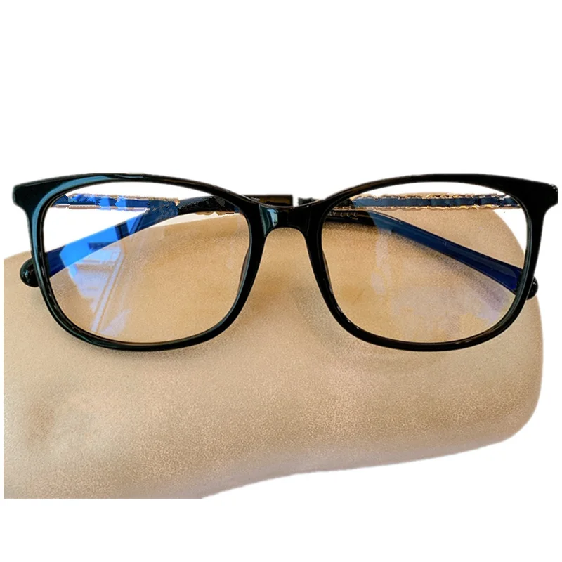 

Desig 409 Women Concise RecPlain Glasses Frame 54-16-140 Italy Imported Plank Chain+Leather Leg for Prescription