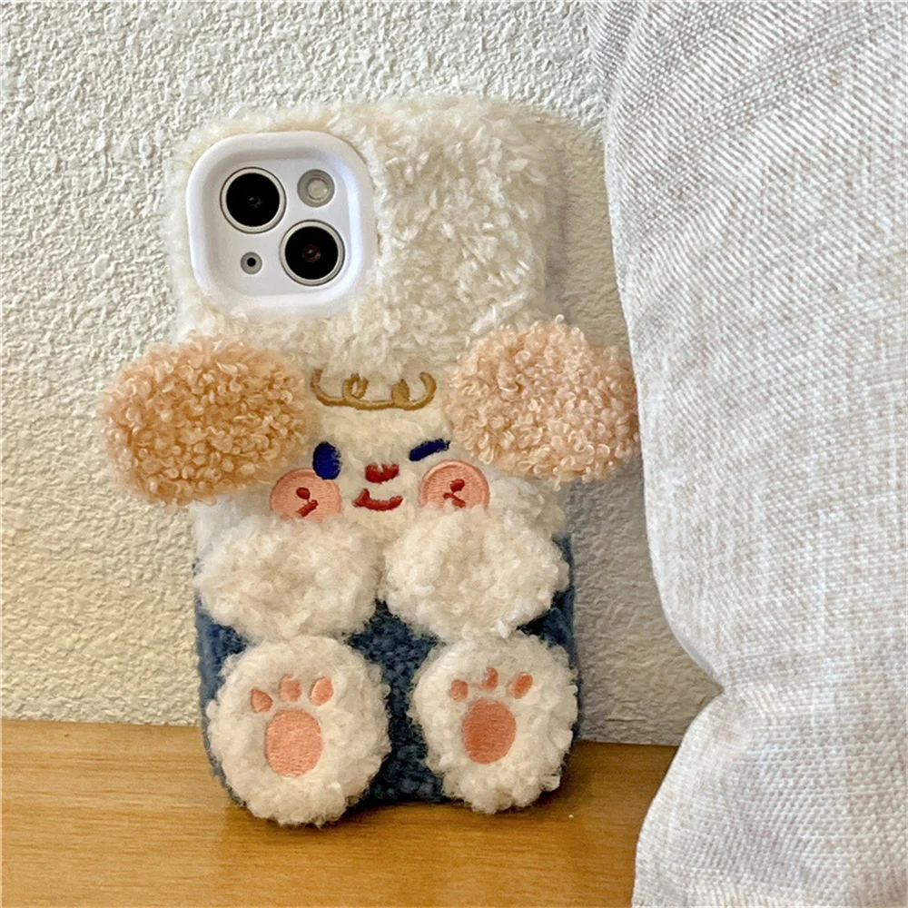 

Autumn and winter ins blue puppy is suitable for apple 14pro mobile phone case iphone13 full package fall protection sleeve