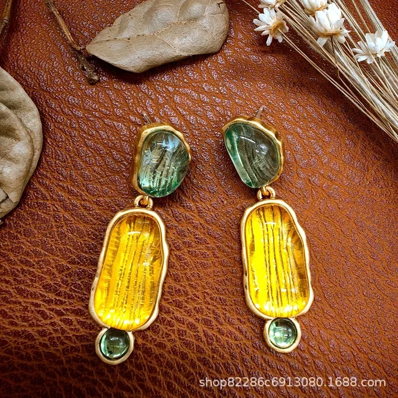 Ретро золотые элегантные серьги High Sense новые средневековые свежие сказочные желе