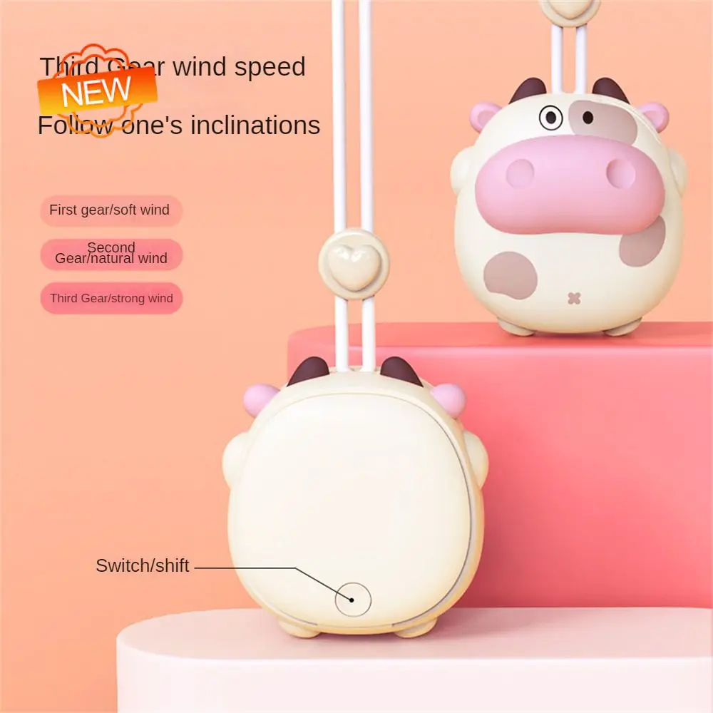 

With A Delicate Texture Hanging Neck Fan Rest Assured Gathering Wind Leafless Fan Compact And Portable Cartoon Mini Fan Portable