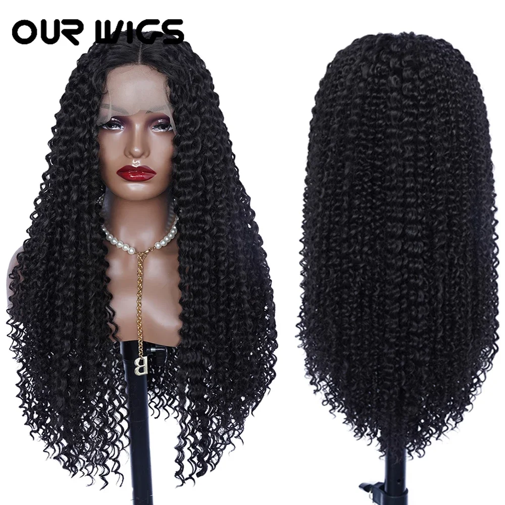 

Deep Curly Lace Wigs For Black Women 13X4 T Part Synthetic Transparent Lace Wig Pre Plucked with Baby Hair Kinky Curly Wigs