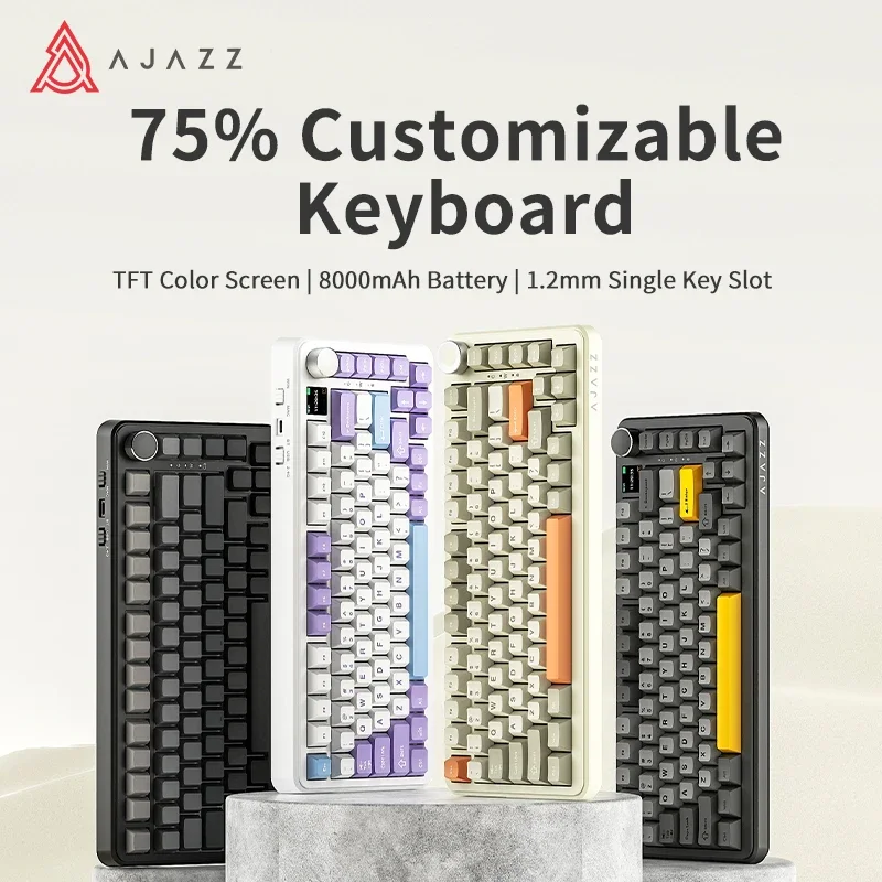 Фото Ajazz AK820 Pro Игровая клавиатура с магнитным переключателем, прокладка, Bluetooth 5,1/2,4G, беспроводной/проводной TFT-экран типа C для Mac/Win №1