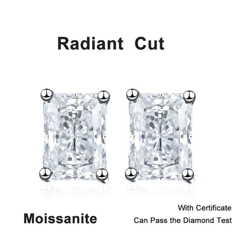 NeeTim серьги-гвоздики из серебра с муассанитом 0.5/1/2 ct