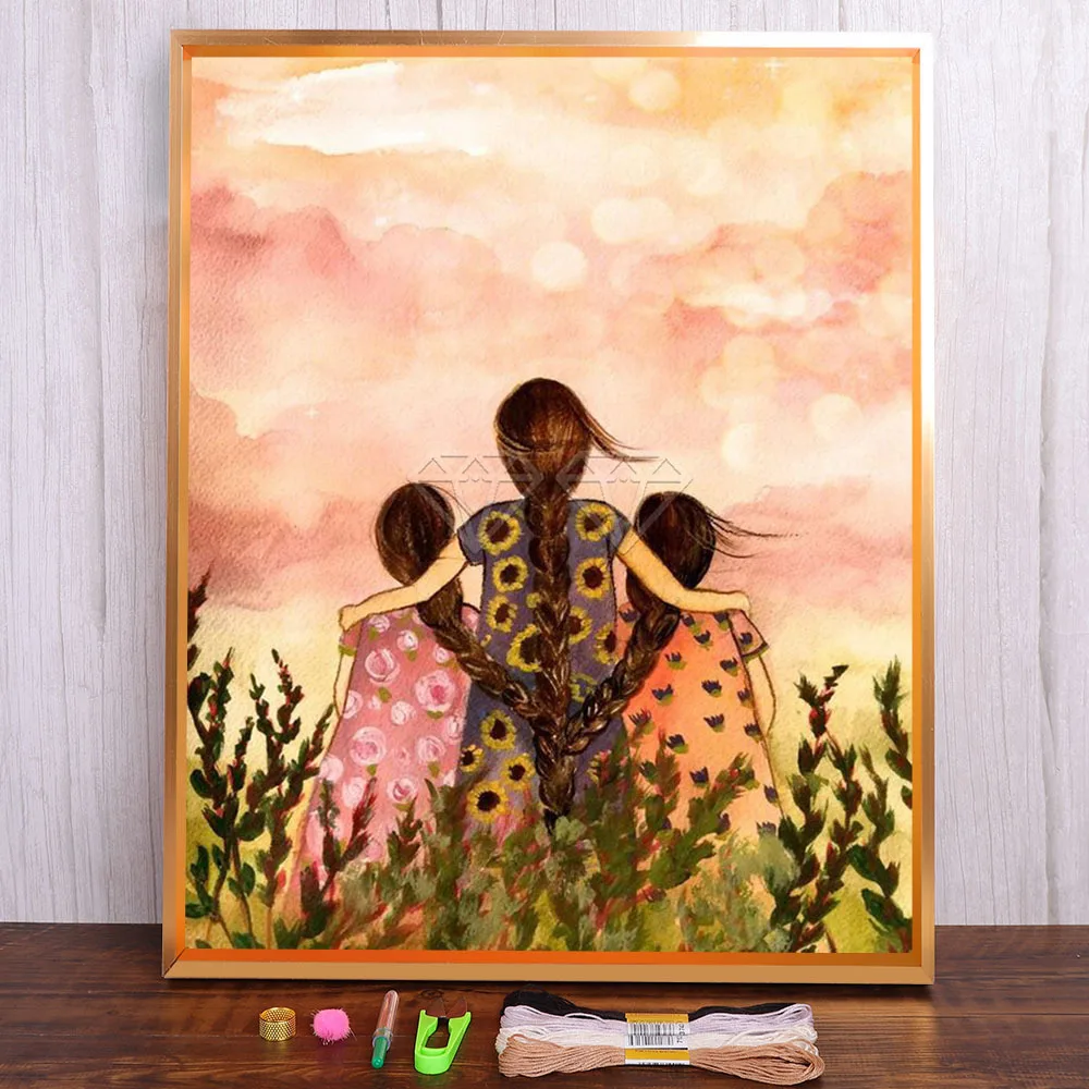 

Cartoon Old Couple Friendship Love Printed Fabric 11CT Cross-Stitch Embroidery Full Kit DMC Threads Sewing Craft Different