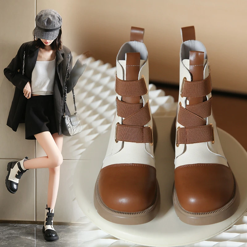 Women's Shoes 2023 Autumn and Winter New Boots Soft Leather Elastic Boots Thick Heel Rear Zipper Thick Bottom Boots