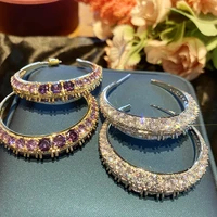 2022 new luxury trend full zircon womens hoop earring modern circle earrings top quality party show banquet jewelry girl gift