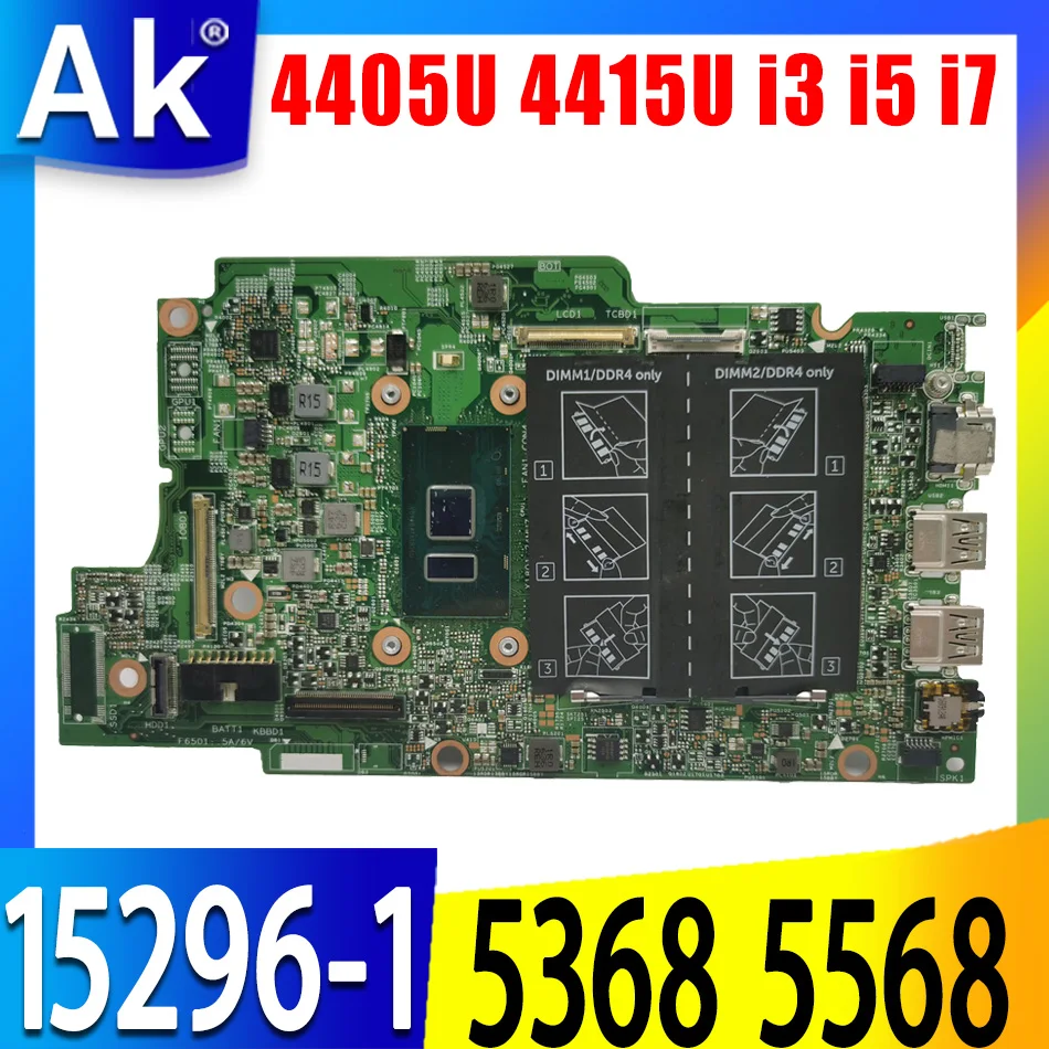 

For dell Inspiron 13 5368 7368 15 5568 7569 Motherboard 15296-1 CN-0JV40X 0YKP87 with 4405U 4415U i3 i5 i7 6th Gen 7th Gen CPU