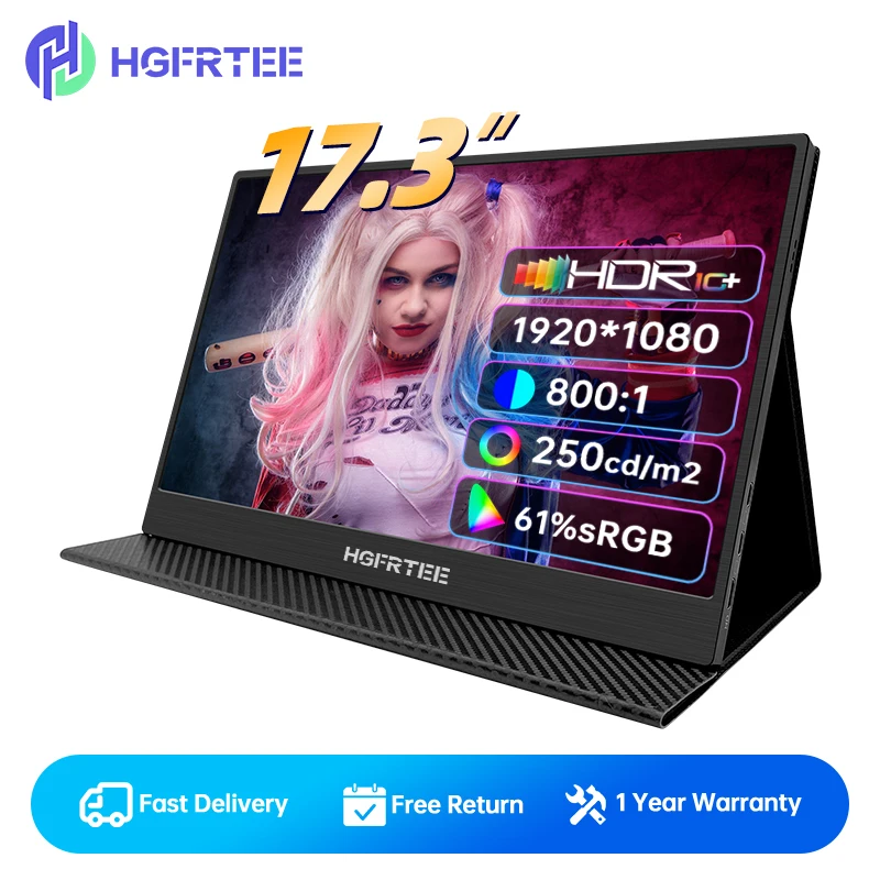 17,3 дюймовый IPS 1080P Портативный Расширенный большой экран VESA Wall Smart Portable Gamer Monitor для PS4 Xbox Switch ноутбука мобильного ПК