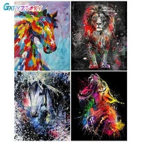 gatyztory paint by number animal drawing on canvas handpainted painting art gift diy pictures by number lion kits home decor