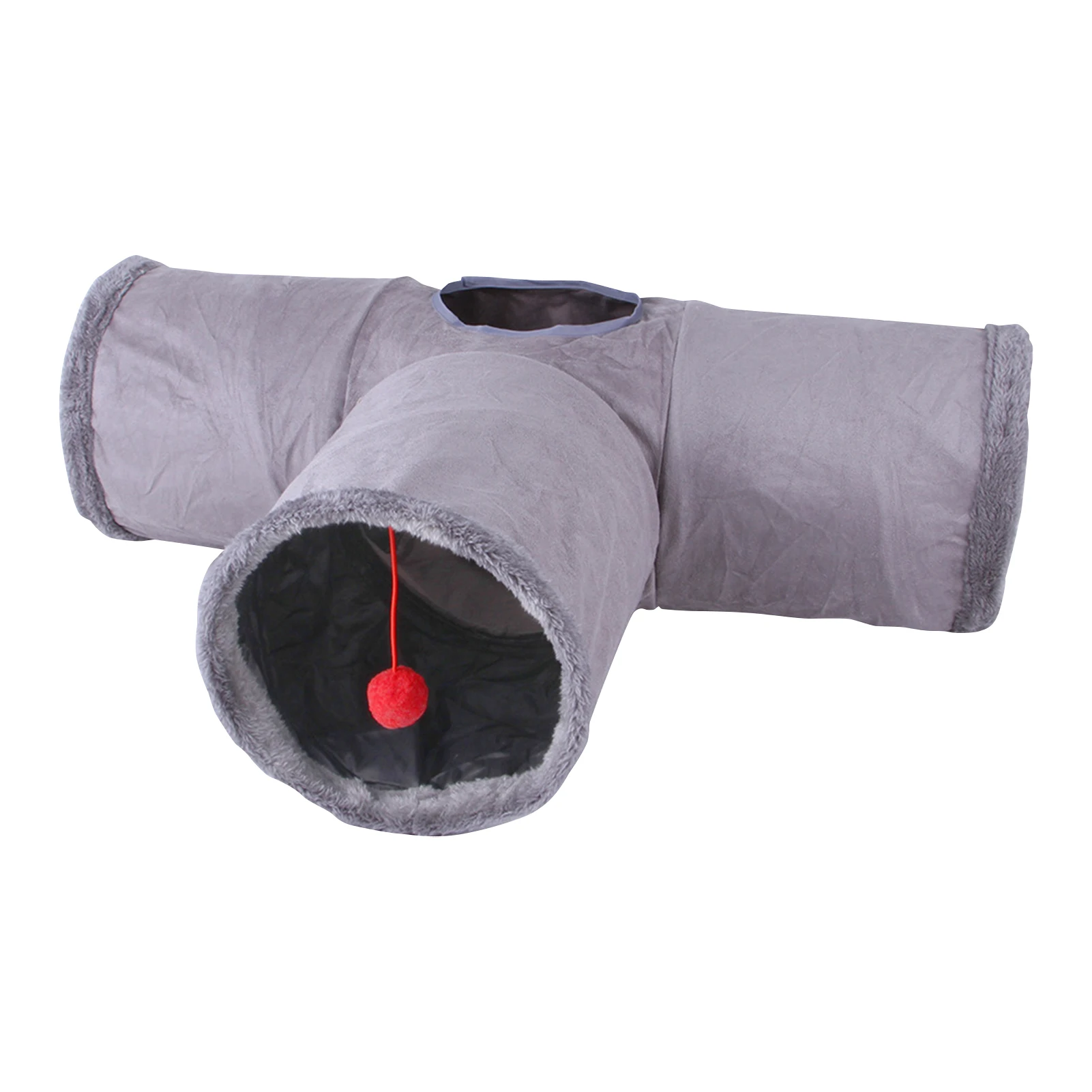 

3-сторонний шар, фототуннель с котенком с открытым отверстием для кошки, Интерактивная замшевая ткань, портативный складной щенок для помещ...