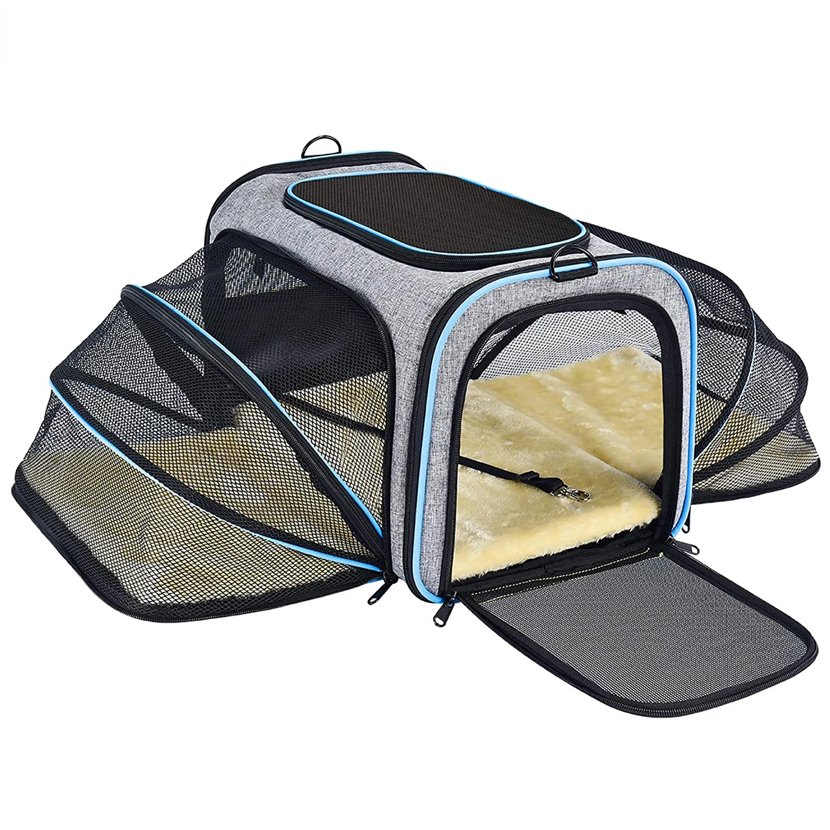 YOKEE Carrier for Cat Pet  Airline Approved Foldable Soft Dog Carrier 5 Open Doors Reflective Puppy Tapes Cat Travel Bag