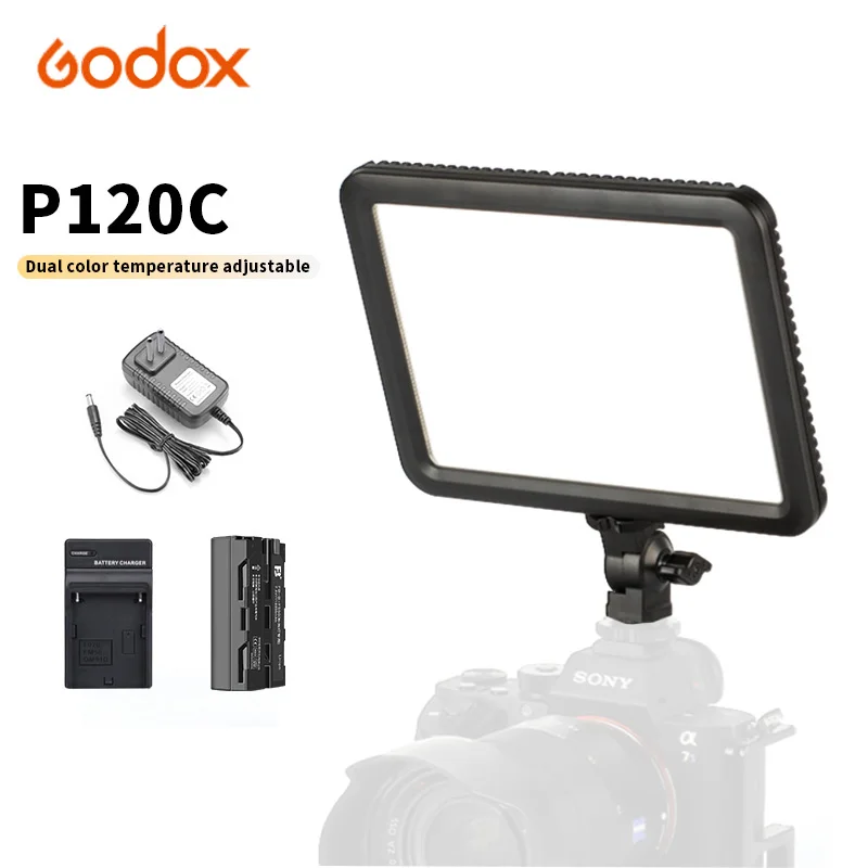 Godox P120C Led Video Light 3300K~5600K With NPF550 Battery + Charger For Camera  Portable Photo Studio Photography Panel Lamp