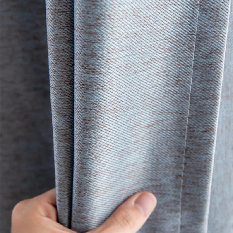 

Curtains for Living Room Bedroom Pure Color Cotton and Linen Jacquard Curtains Blackout Cloth for Custom
