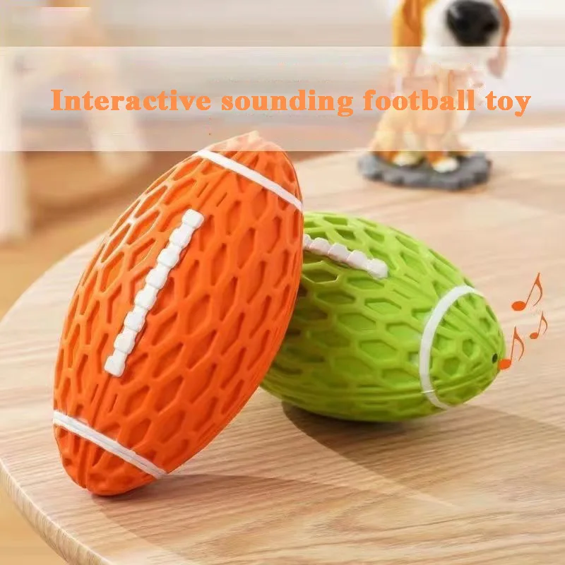 New Rubber Pet Dog Toy Rugby Football Squeaky Sounding Toys Teeth Cleaning Chew Toy Interactive Play Pet Supplies Accessories