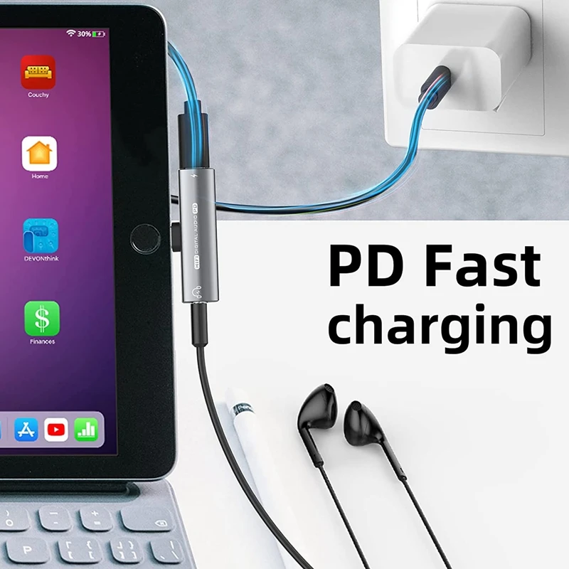 Адаптер для наушников HFES 2 в 1 USB C на аудио 3 5 мм и зарядный адаптер с PD 60 Вт быстрая