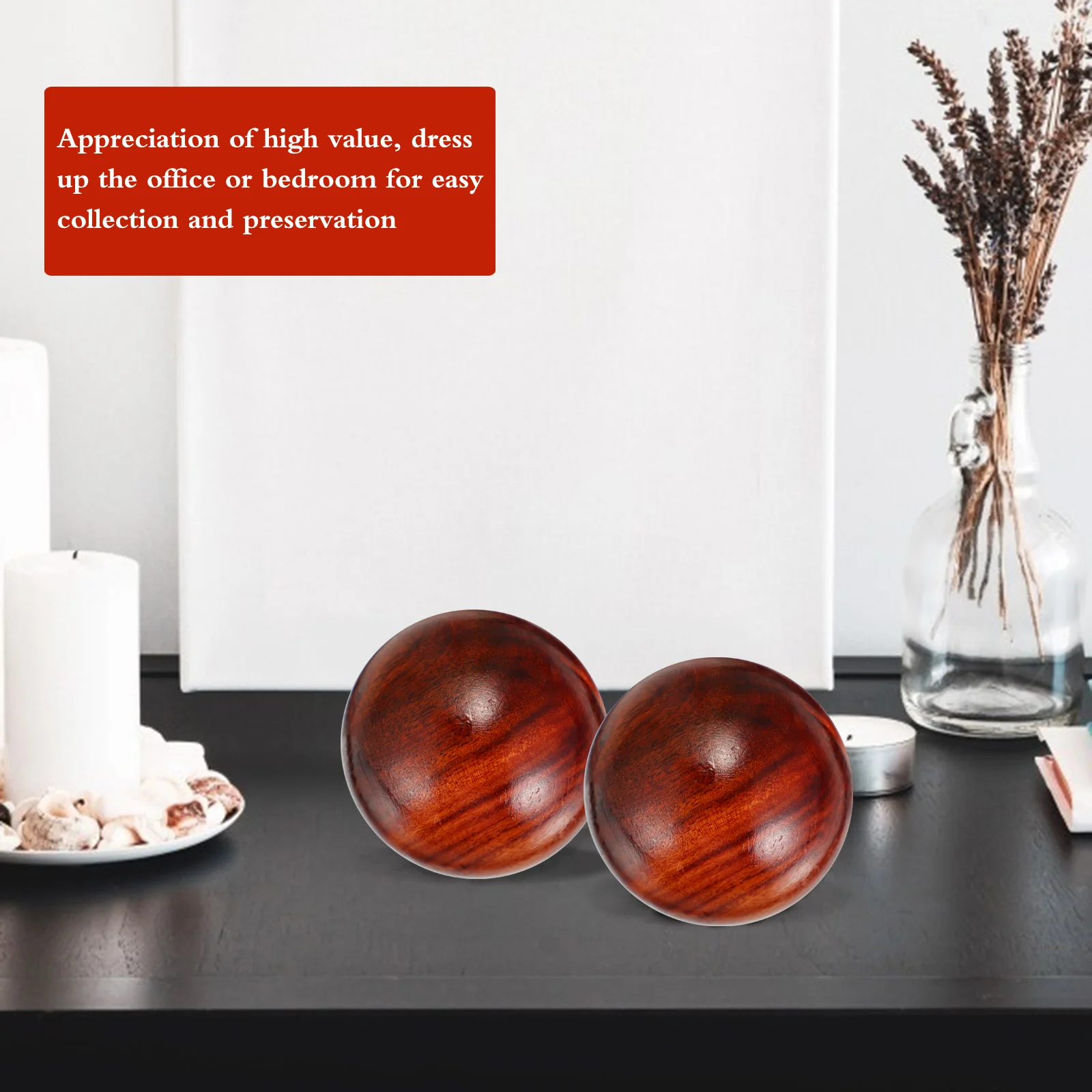 2 шт. резьба поделки деревянный ручной массажер украшение для рабочего стола мяч