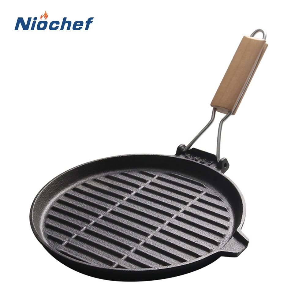 

Cast Iron Frying Pan Non-Stick Stripe Steak Pot Pancake Skillet Kitchen Cooking Tool For Gas Induction Cooker Universal Cookware
