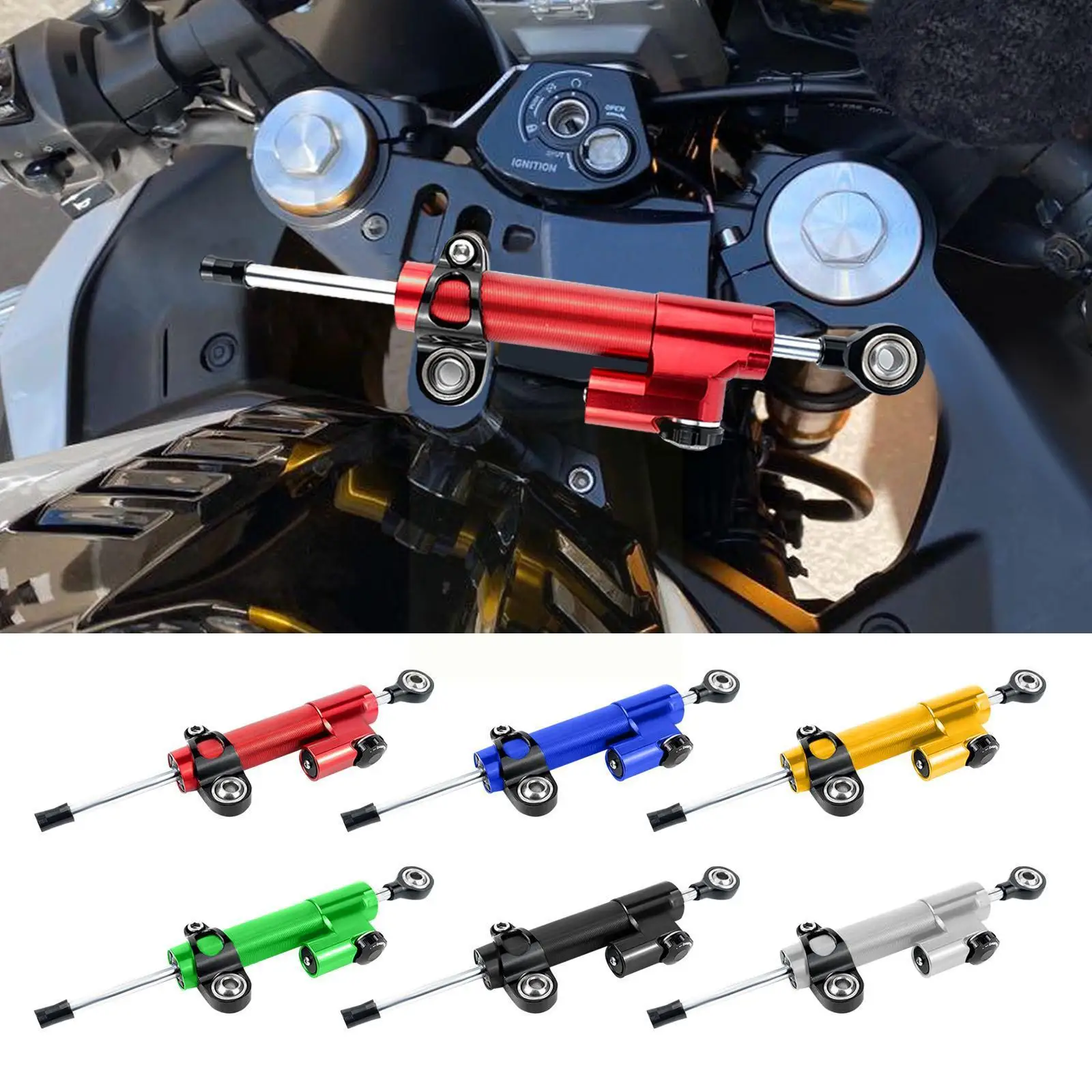 

Universal Motorcycle Steering Dampers Stabilizer Aluminum Motorcycle Steering Alloy Modification Dampers Accessories M4j3