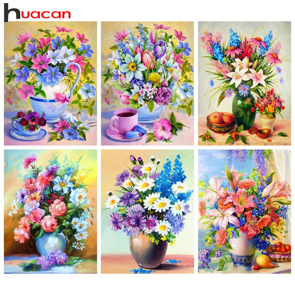 

Алмазная вышивка Huacan Daisy Decor Home 5d Diy алмазная живопись Строительная Цветочная ваза вышивка крестиком на стену