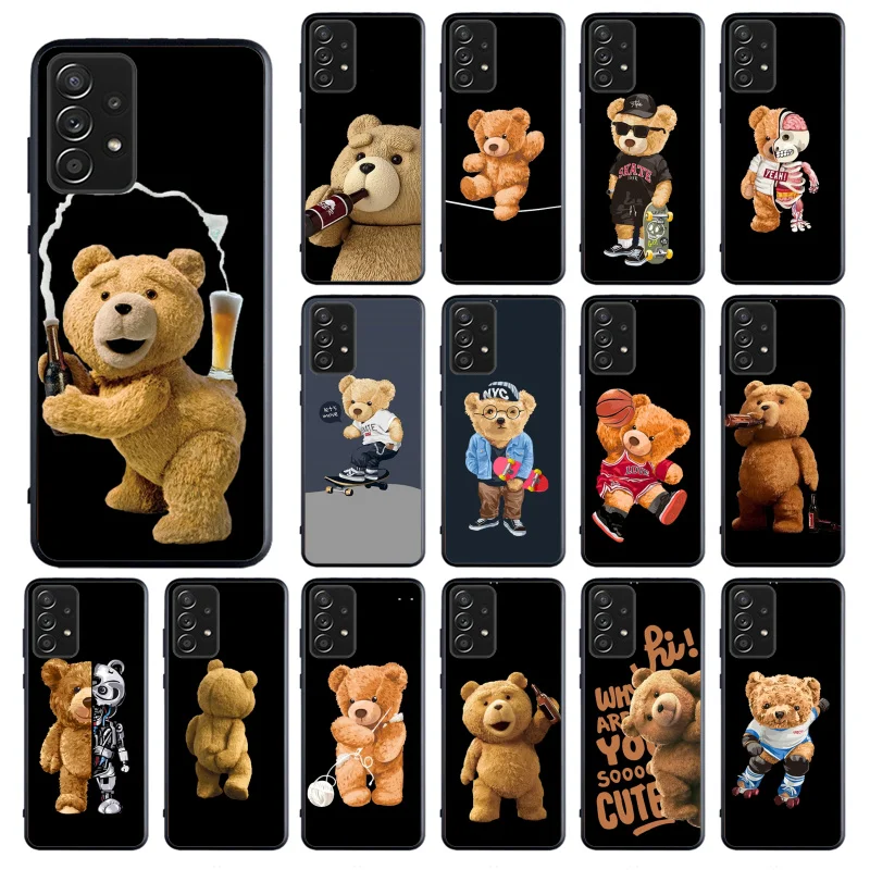 

Cartoon Teddy Bear Beer Phone Case for Samsung Galaxy A13 A22 A32 A71 A33 A52 A53 A72 A73 A51 A31 A23 A34 A54 A52 A53S
