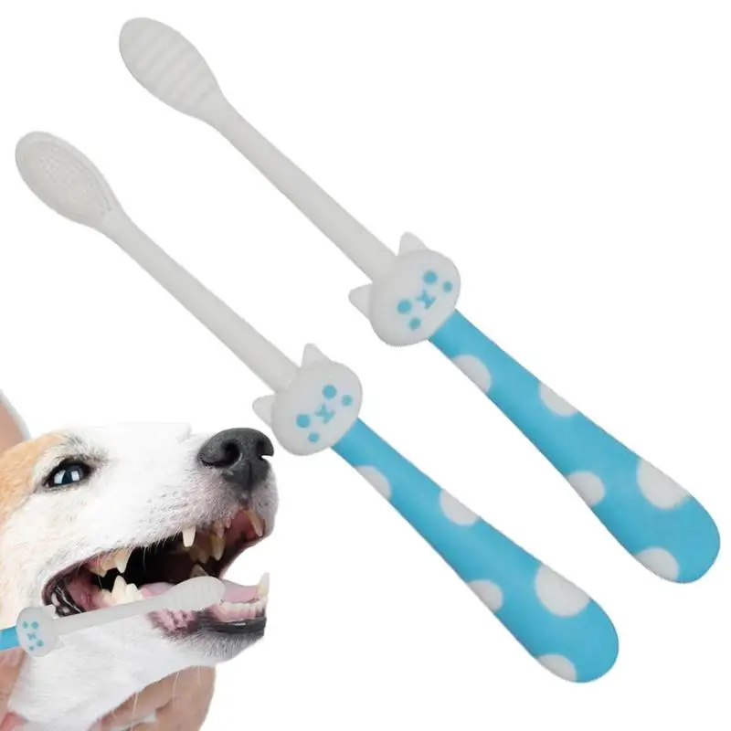 

Dog Toothbrush Pet Toothbrush Teeth Cleaning Kit 2pcs Dual Use Soft Tooth Brushing Kit Hygienic For Cats Dogs And Other Pets