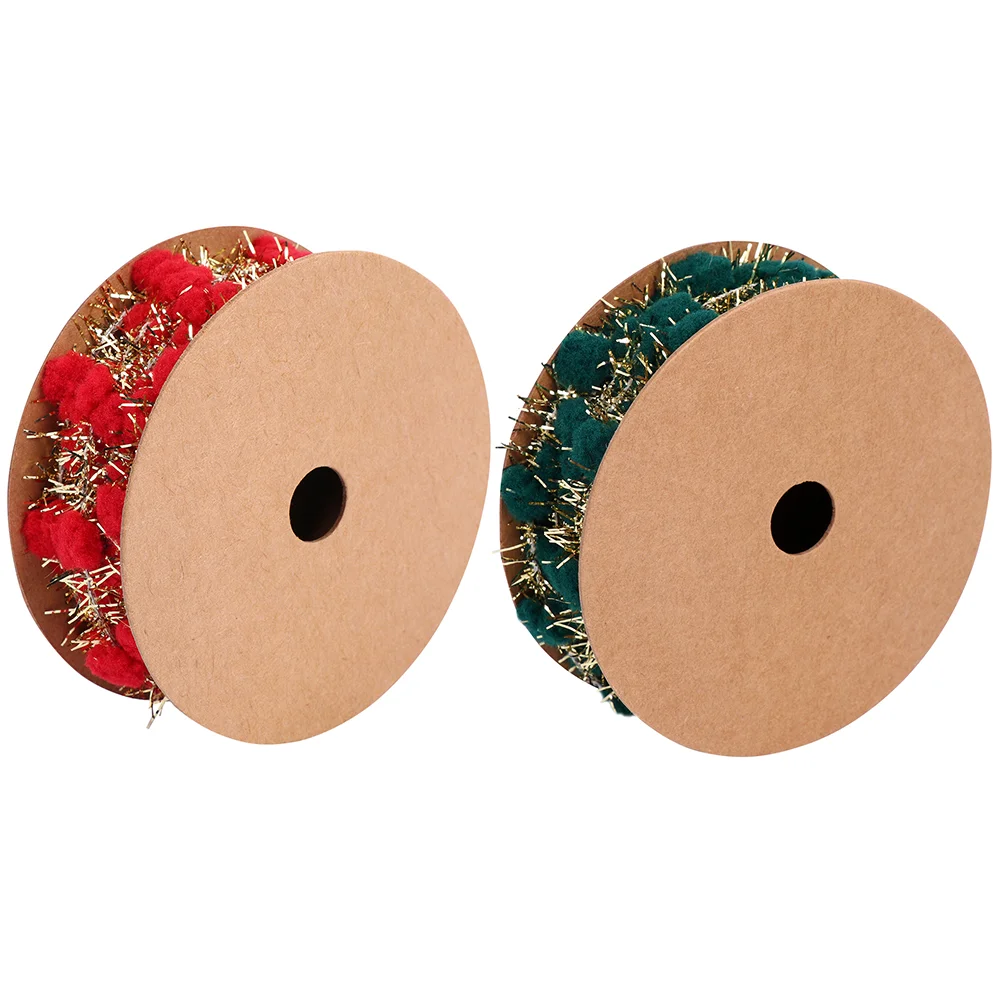 

2 Rolls Christmas Hanging Banner Christmas Pom Pom Ribbon Christmas Grosgrain Ribbon Christmas Tree Bows