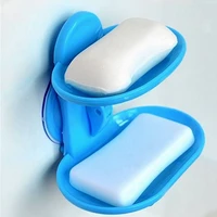 double layers strong sucker soapbox soap draining holder soap dish holder dishes shower storage support plate stan bathroom