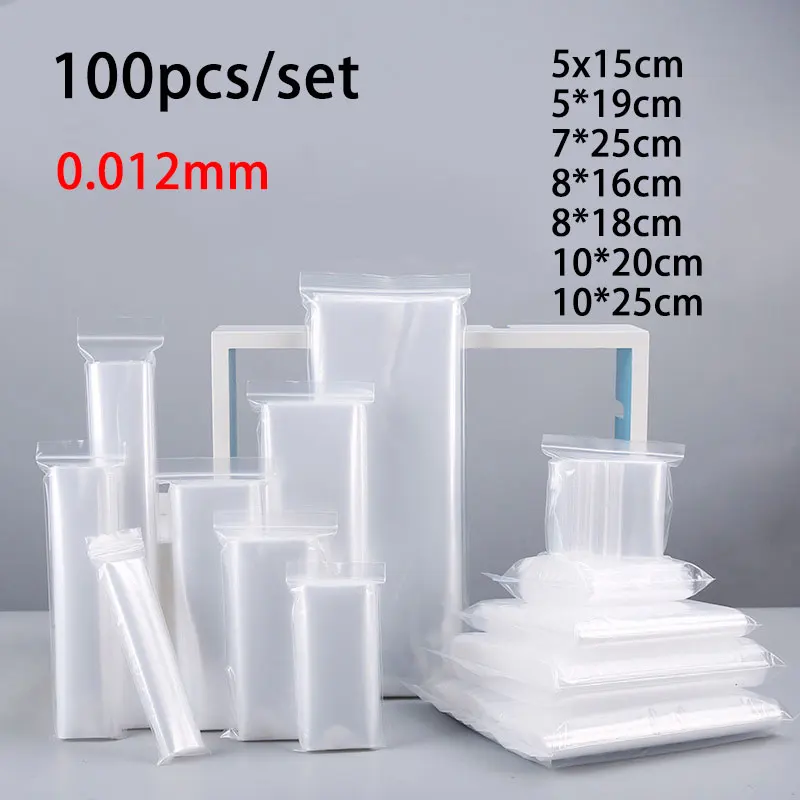 

100pcs 0.12mm Thick Square Repeatable Self Sealing Zipper Bag Fresh-keeping Moisture-Proof Sealed Bag Storage Bag PE Transparent