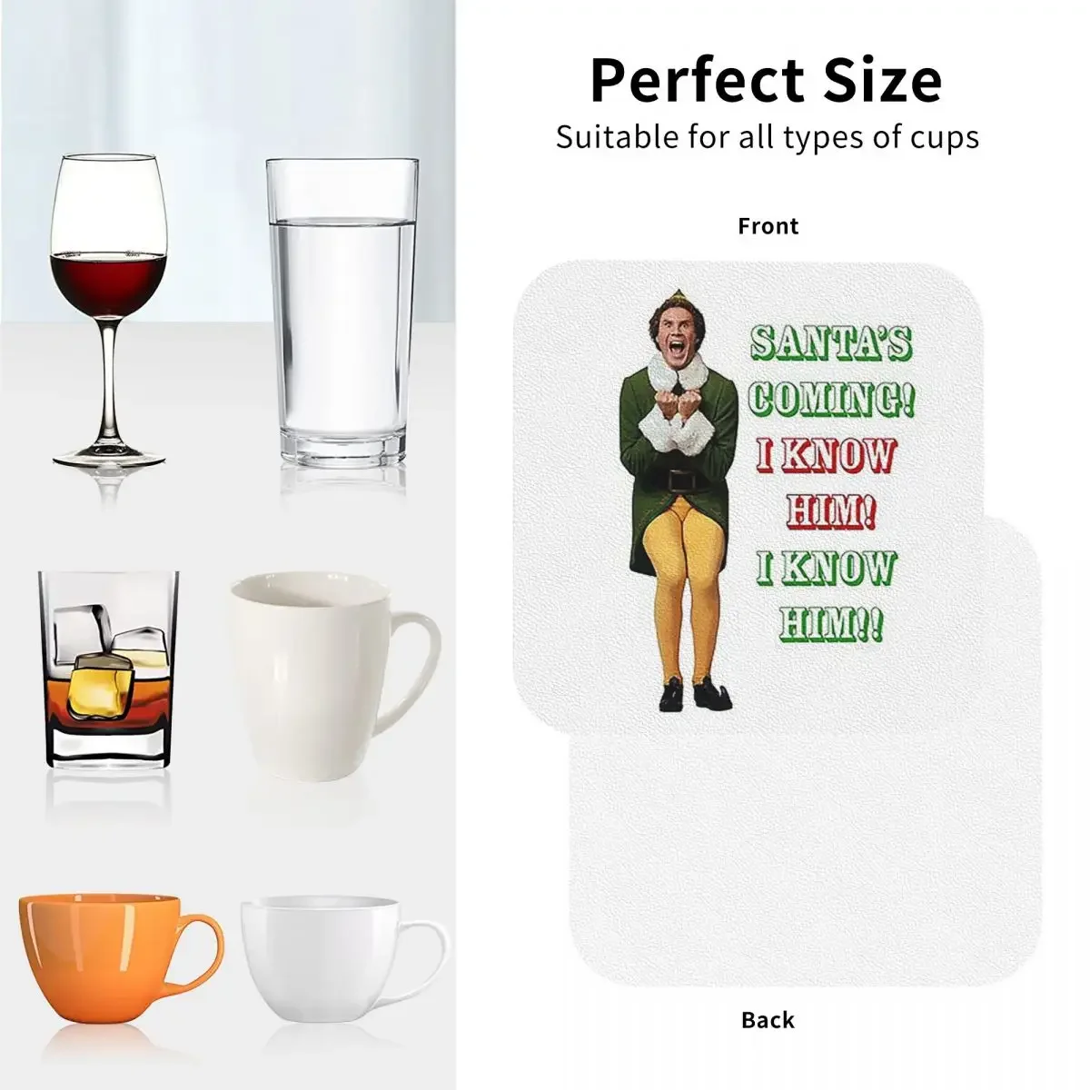 Идет Санта! Я его знаю! Подставки для кухни с изображением эльфа из фильма Buddywill