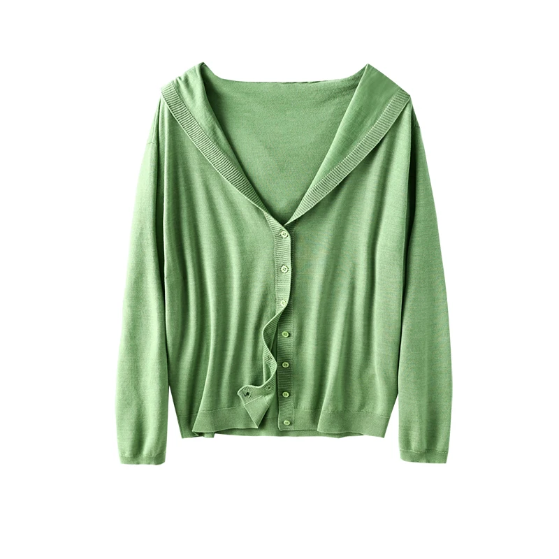 

Design Hooded White Cardigan Casual 70% Wool 30% Silk Single Breasted Casual Thin (Summer) Summer A-straight