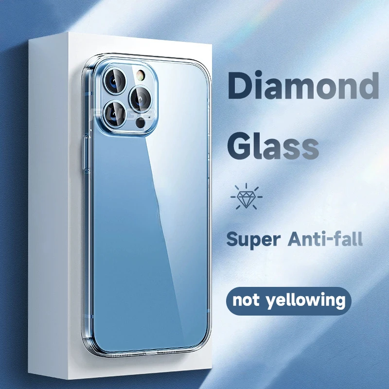 

Free Shipping For iPhone 11 12 13 Pro Max 13pro Mini Shockproof Soft Silicone Bumper Clear Cover Transparent Tempered Glass Phon