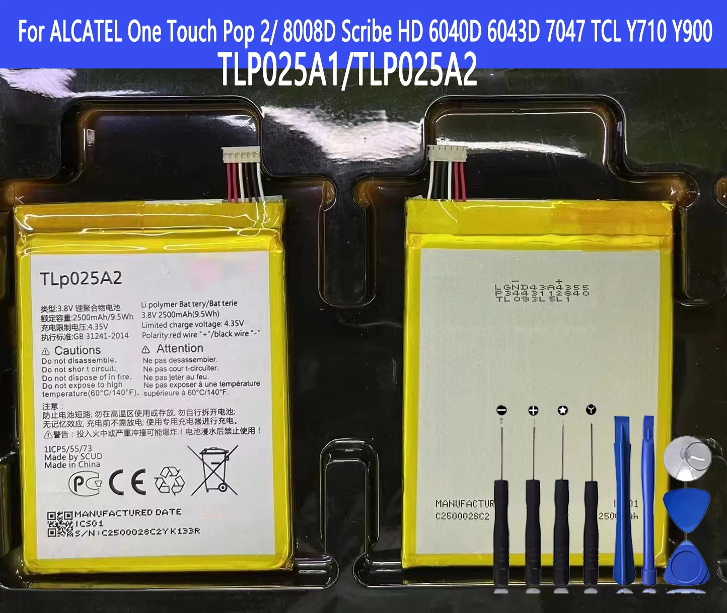 TLP025A2 TLP025A1 Battery For ALCATEL One Touch Pop 2/ 8008D Scribe HD 6040D 6043D 7047 TCL Y710 Y900 Original Capacity Replacem