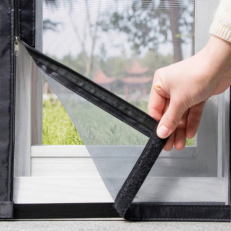 

Mosquito nets for window zipper Opening Self Adhesive Mosquito Net Indoor Mesh Invisible Customizable Anti Mosquito Netting