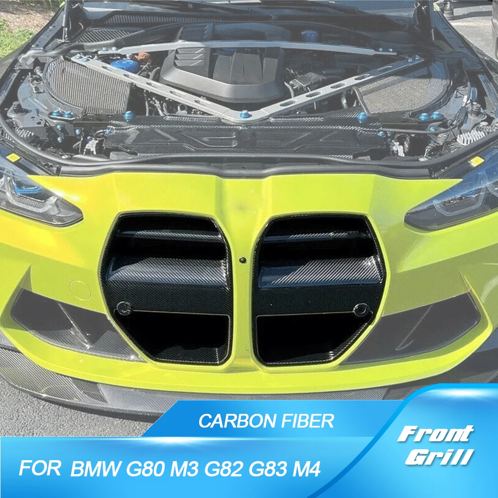 

For BMW G80 M3 G82 G83 M4 2021 2022 Dry Carbon Fiber Front Bumper Grill Air Covers Car Front Bumper Grille Racing Grills FRP