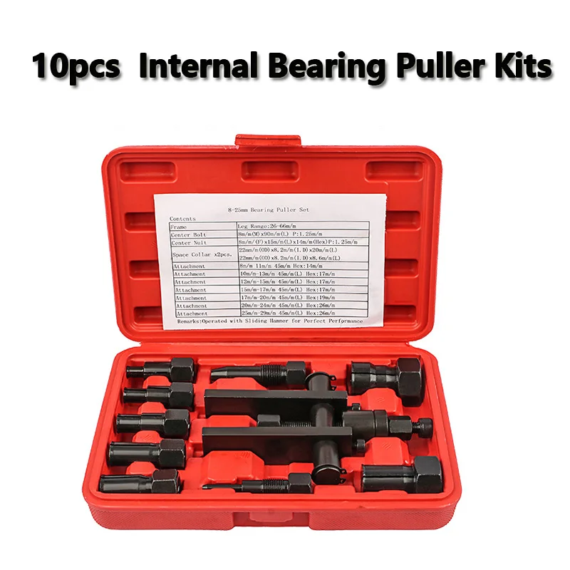 

10pcs Practical Bearing Puller Motorcycle Bearing Removal Tool Puller with Box Motorcycle Internal Bearing Puller Kits