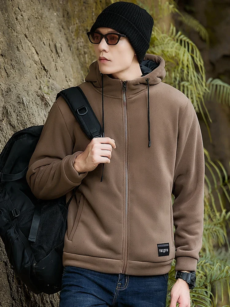 Зимняя мужская куртка с флисовой подкладкой утепленные пальто уличная