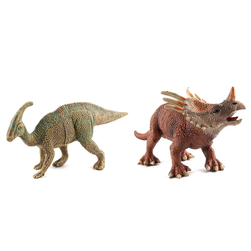 

2 Pcs Big Size Wild Life Dinosaur Toy Plastic Play Toys Dinosaur Model Action Figures Kids Boy Gift Green & Brown