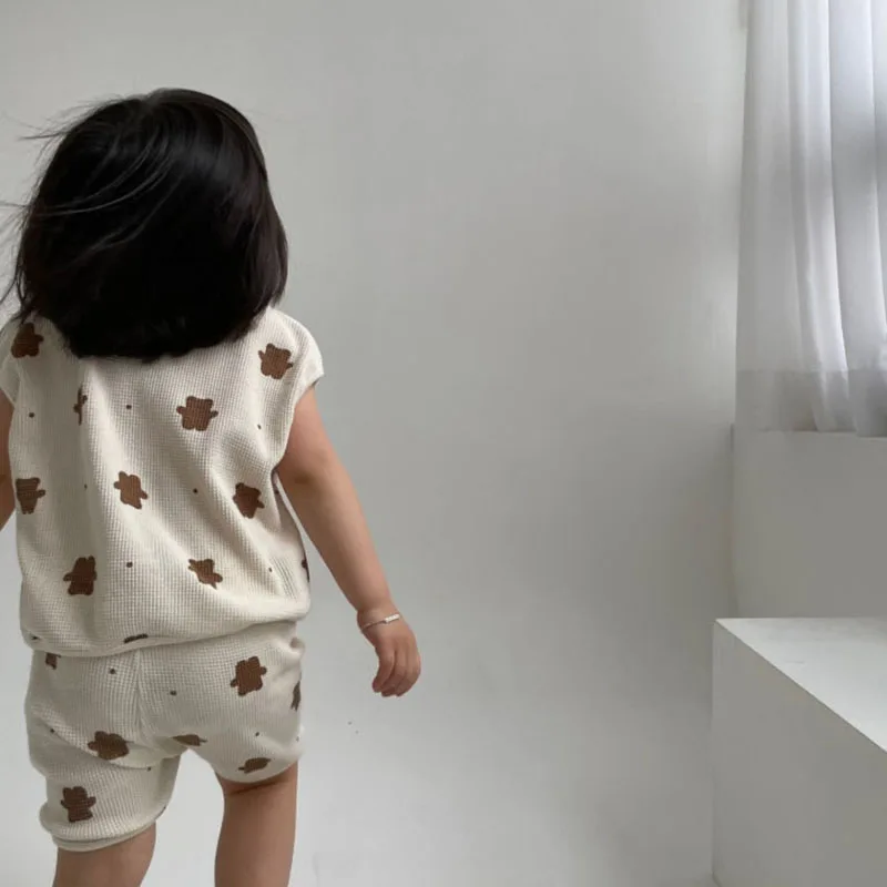 Criscky Baby Boy Girl Clothes Sport Clothing Tracksuit Printing Tshirt +shorts Korean Cute Clothes Toddler Clothing Sets