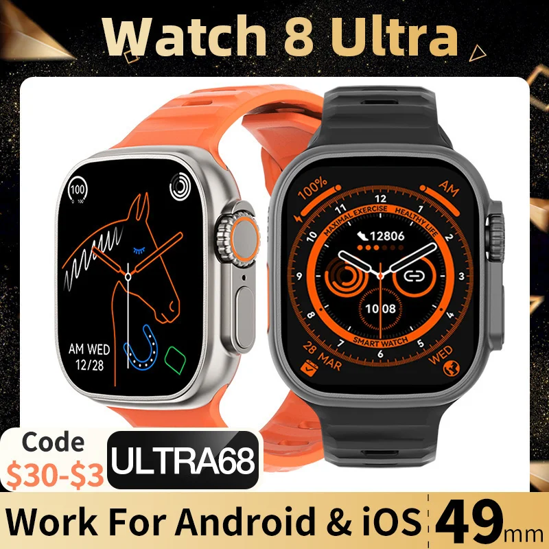 

Новинка 2023, Смарт-часы Xiaomi Ultra Series 8, умные часы для мужчин и женщин с поддержкой Bluetooth, браслет с беспроводной зарядкой и 2-дюймовым HD-экраном