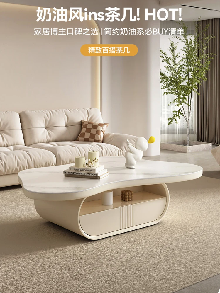 

Blossom Tea Table TV Cabinet Modern Simple and Creative Living Room Home Network Red Shaped Rock Plate Tea Table High Grade
